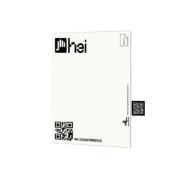 HeiTech Tracking Device Packaging HeiTech GPS tracker packaging with QR code and branding.